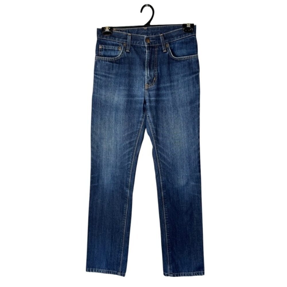 Edwin Jeans Women 29 Blue Medium Wash Distressed Japanese Denim Straight Leg 402